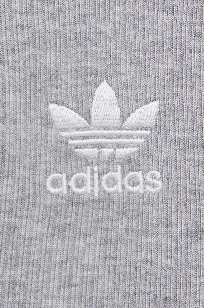 adidas Originals Šortky Adicolor HF7485-MGREYH dámske šedá farba melanžové vysoký pás - Pepit.sk