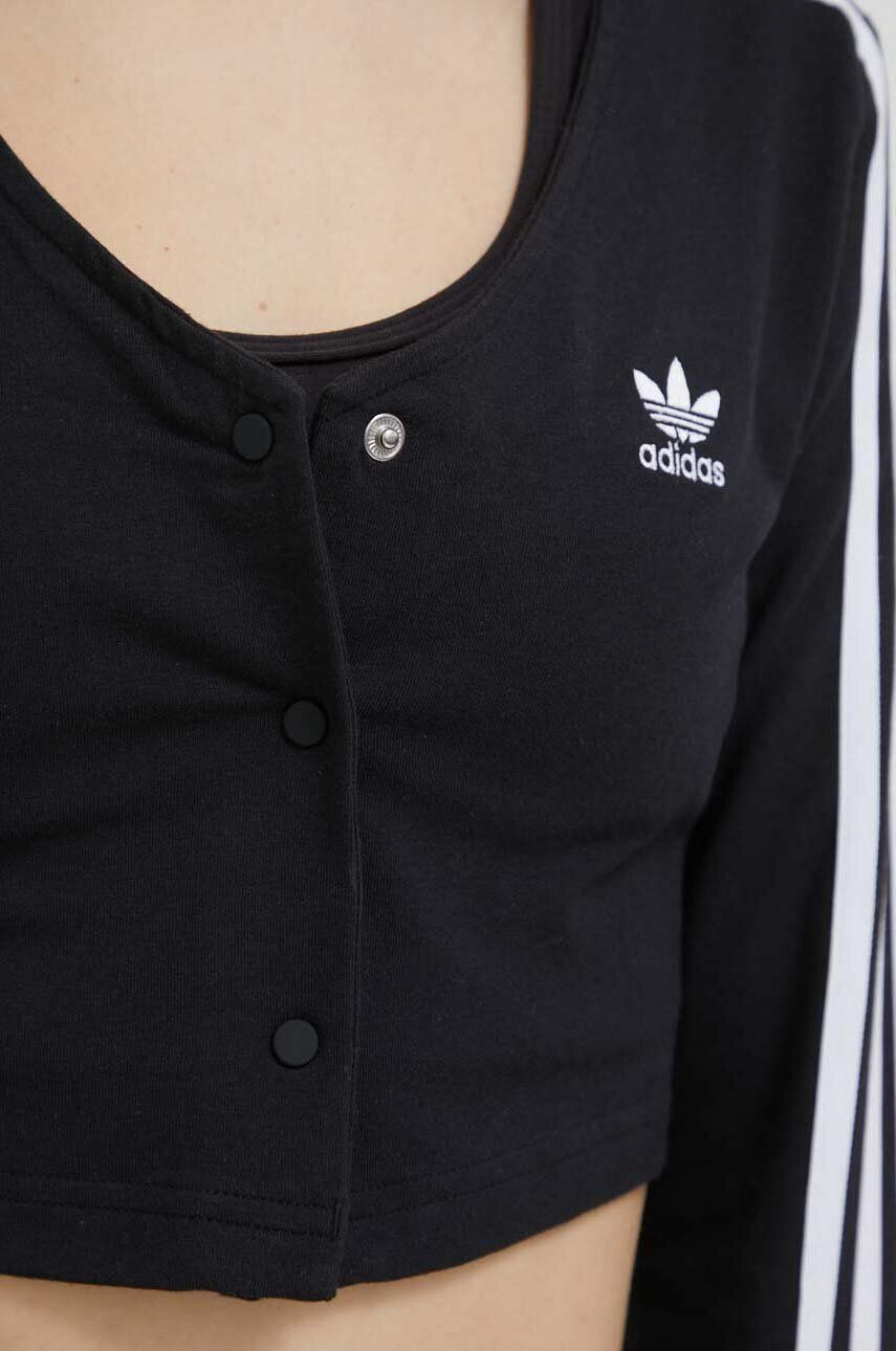 adidas Originals Tričko s dlhým rukávom Button Long Sleeve Tee IC5473-BLACK dámske čierna farba - Pepit.sk