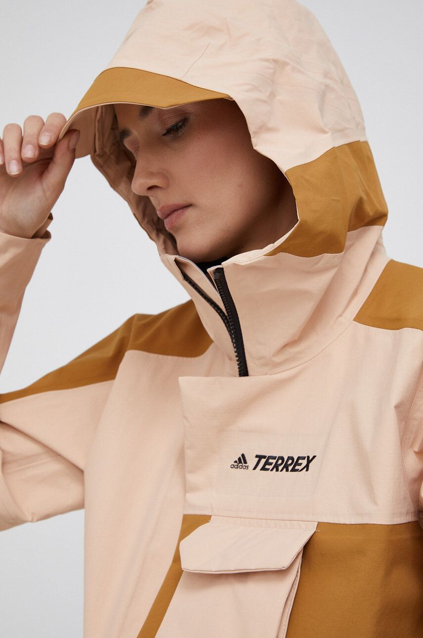 adidas TERREX Nepremokavá bunda adidas Performance dámska béžová farba prechodná - Pepit.sk