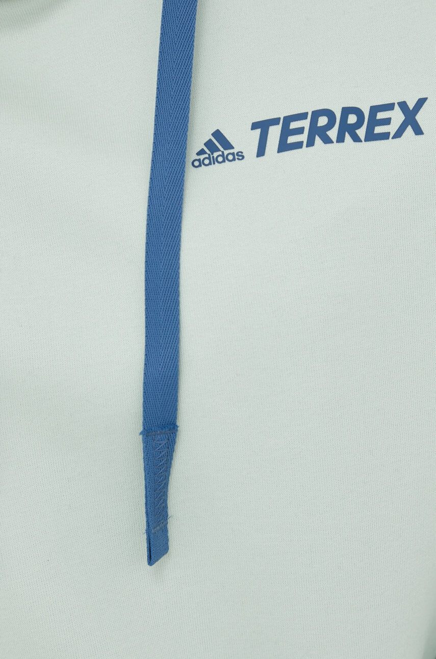 adidas TERREX Tepláková mikina dámska zelená farba s kapucňou jednofarebná - Pepit.sk