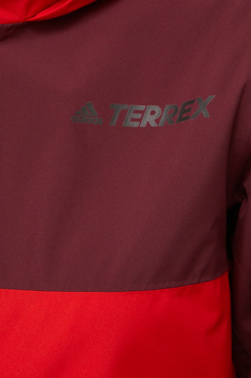 adidas TERREX Turistická bunda červená farba - Pepit.sk