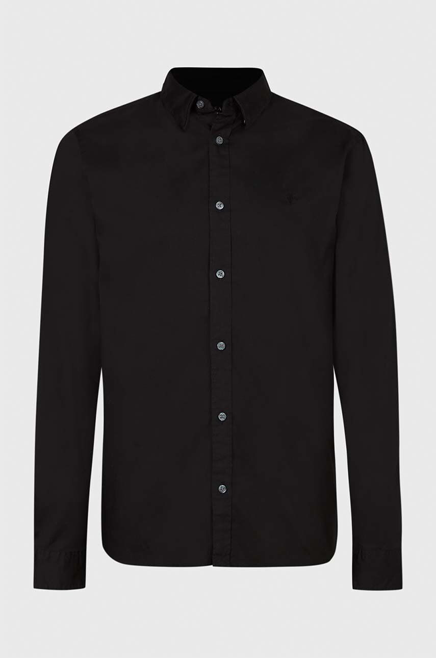 AllSaints Košeľa pánska čierna farba regular s golierom button-down - Pepit.sk