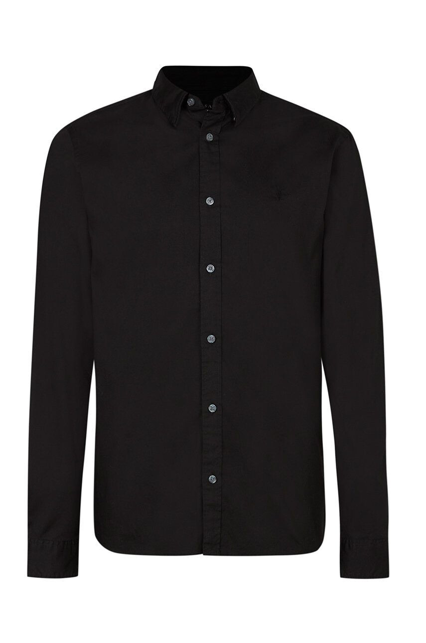 AllSaints Košeľa pánska čierna farba regular s golierom button-down - Pepit.sk