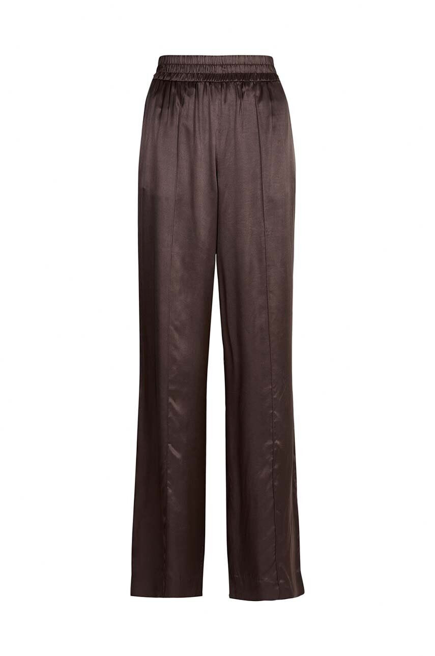 AllSaints Nohavice WP047Z CHARLI TROUSERS dámske hnedá farba široké stredne vysoký pás - Pepit.sk