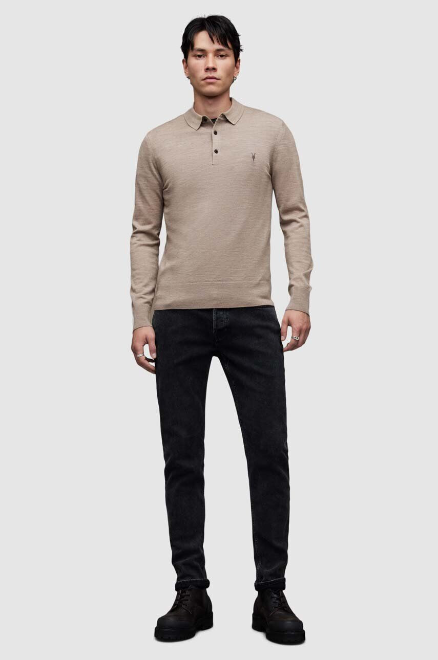 AllSaints Sveter Mode Merino LS Polo - Pepit.sk