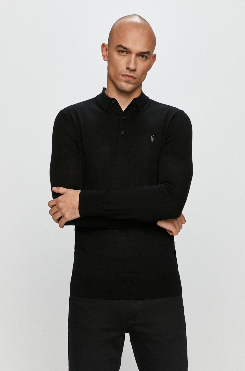 AllSaints Tričko s dlhým rukávom Mode Merino LS Polo - Pepit.sk