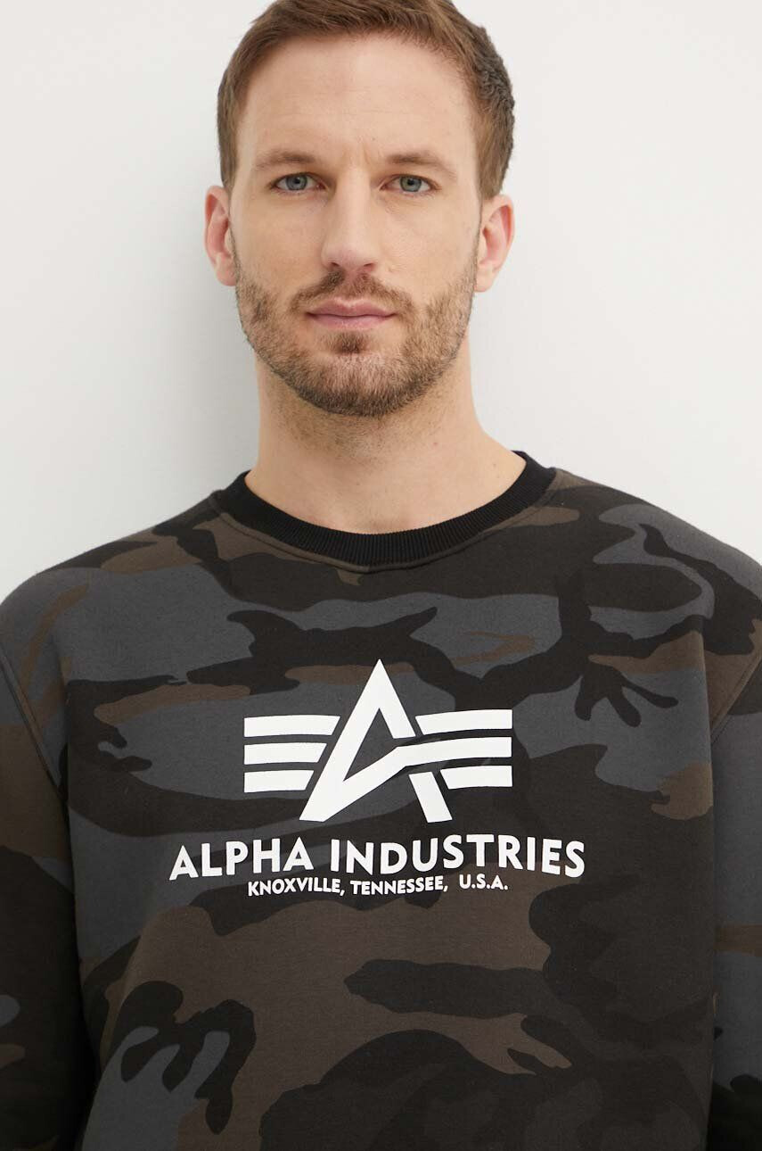 Alpha Industries Mikina 178302C-black čierna farba vzorovaná - Pepit.sk