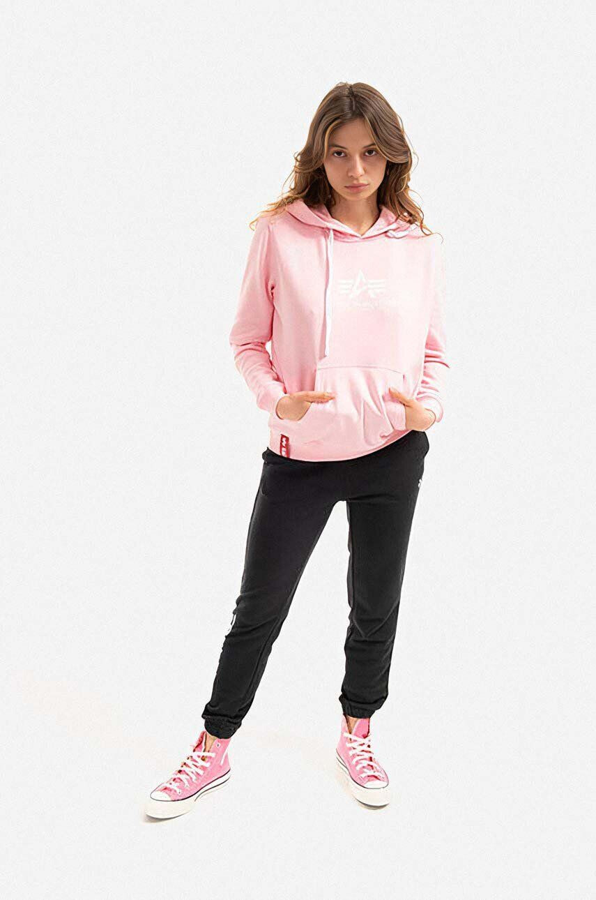 Alpha Industries Mikina 196032.491-pink dámska ružová farba s kapucňou s potlačou - Pepit.sk