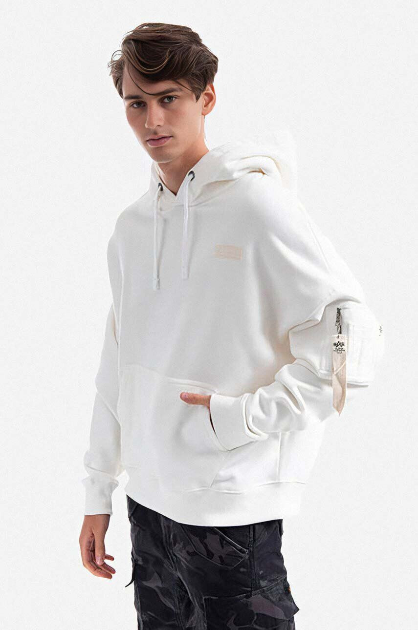 Alpha Industries Mikina 118349.626-white dámska biela farba s kapucňou jednofarebná - Pepit.sk