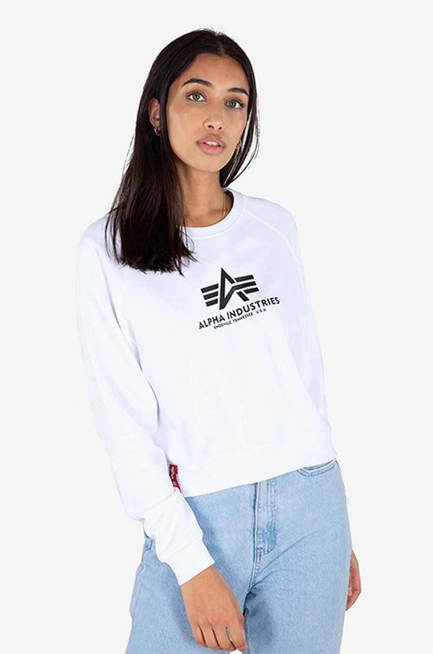 Alpha Industries Mikina Boxy Sweater Wmn 128052.09-white dámska biela farba s potlačou 128052 09 - Pepit.sk