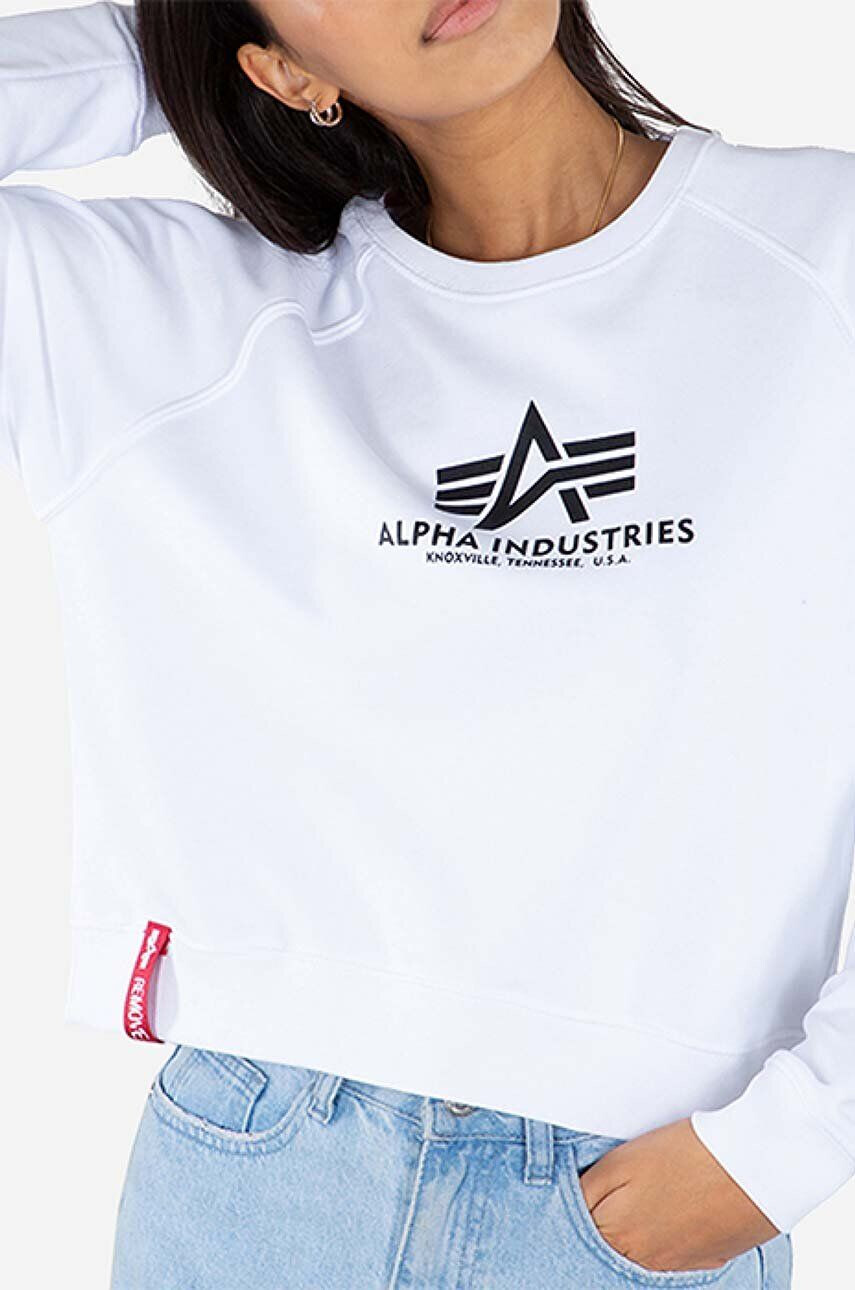 Alpha Industries Mikina Boxy Sweater Wmn 128052.09-white dámska biela farba s potlačou 128052 09 - Pepit.sk