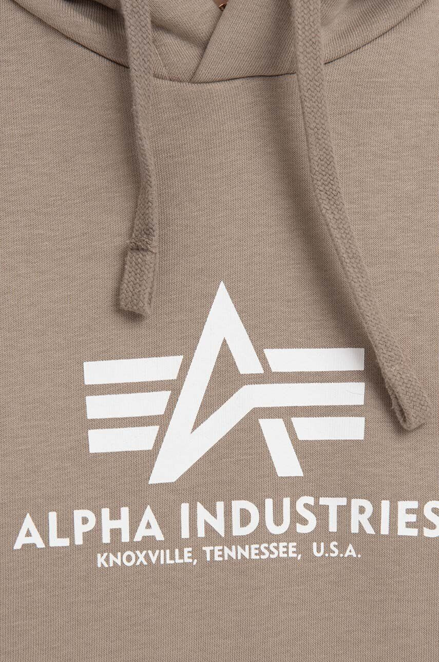 Alpha Industries Mikina New Basic 196032.679-brown dámska hnedá farba s kapucňou s potlačou - Pepit.sk