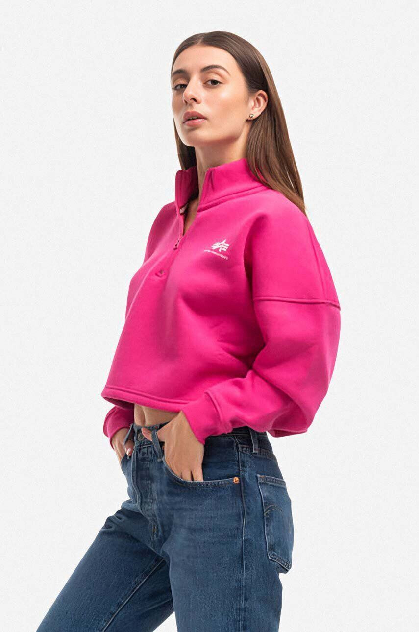 Alpha Industries Mikina Sweats & Hoodys 108031.651-pink dámska ružová farba jednofarebná - Pepit.sk