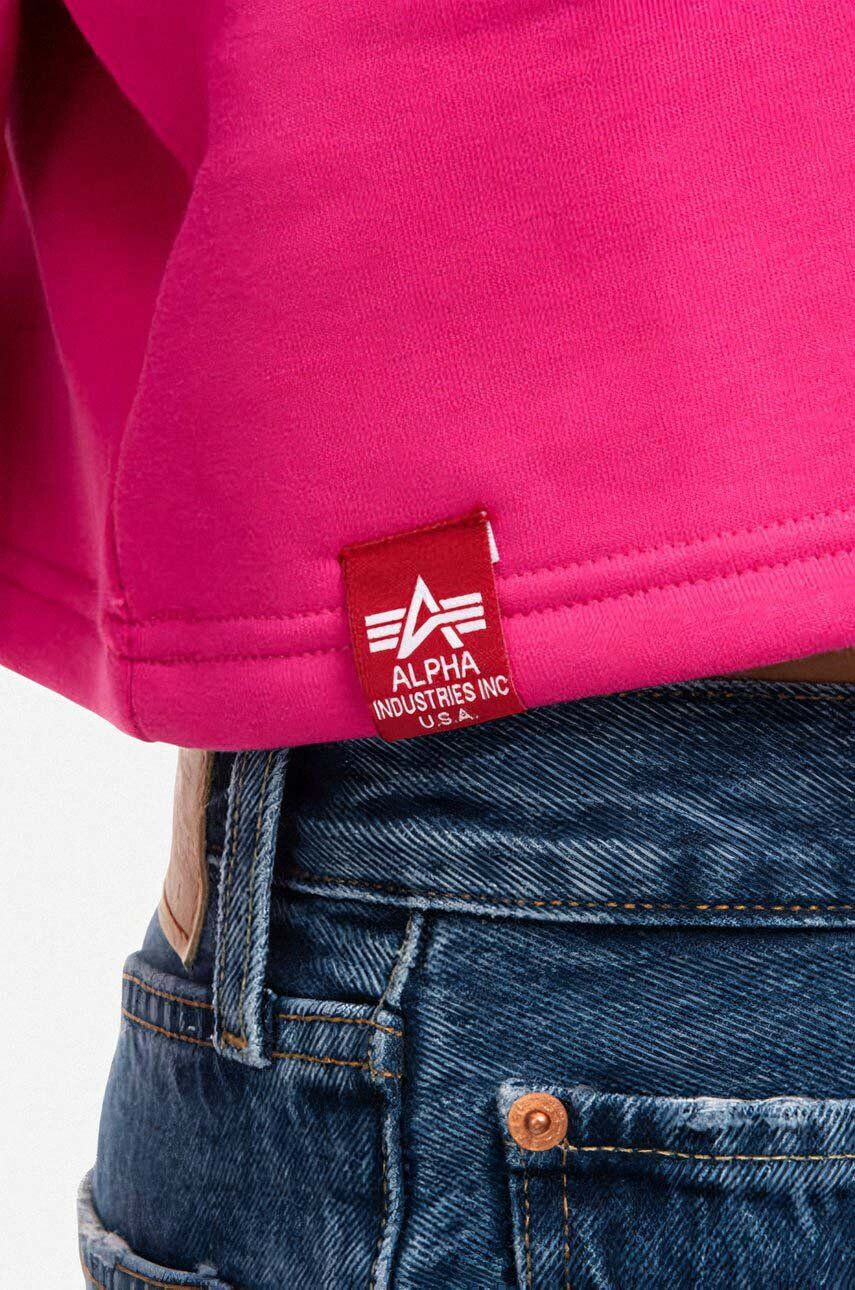 Alpha Industries Mikina Sweats & Hoodys 108031.651-pink dámska ružová farba jednofarebná - Pepit.sk