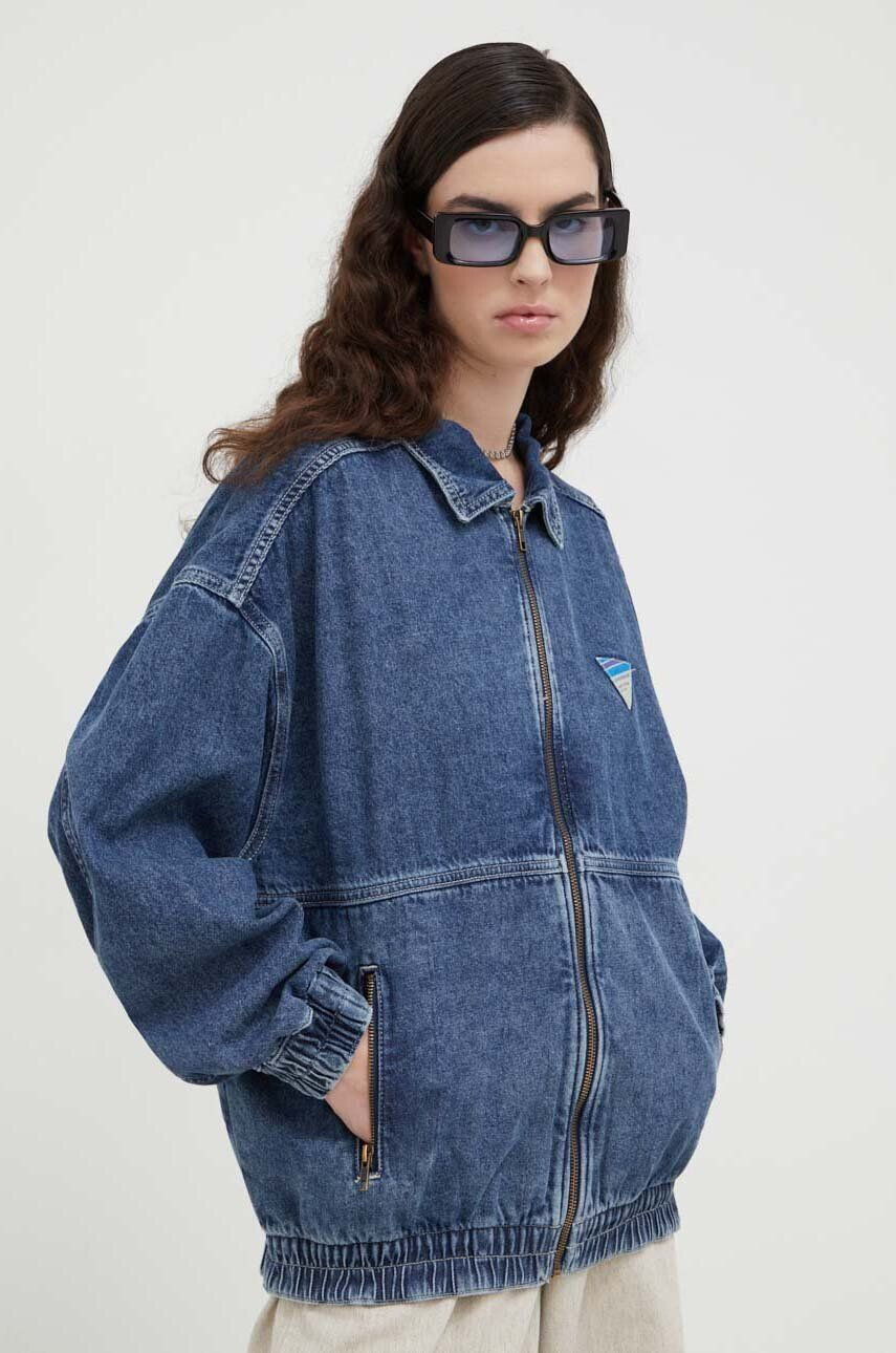 American Vintage Rifľová bunda dámska tmavomodrá farba prechodná oversize - Pepit.sk