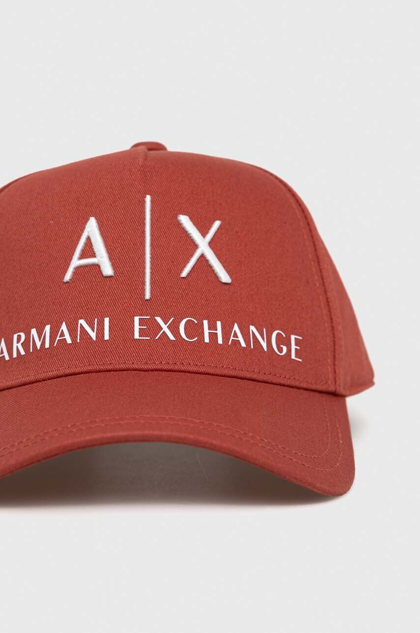 Armani Exchange Bavlnená čiapka oranžová farba s nášivkou - Pepit.sk