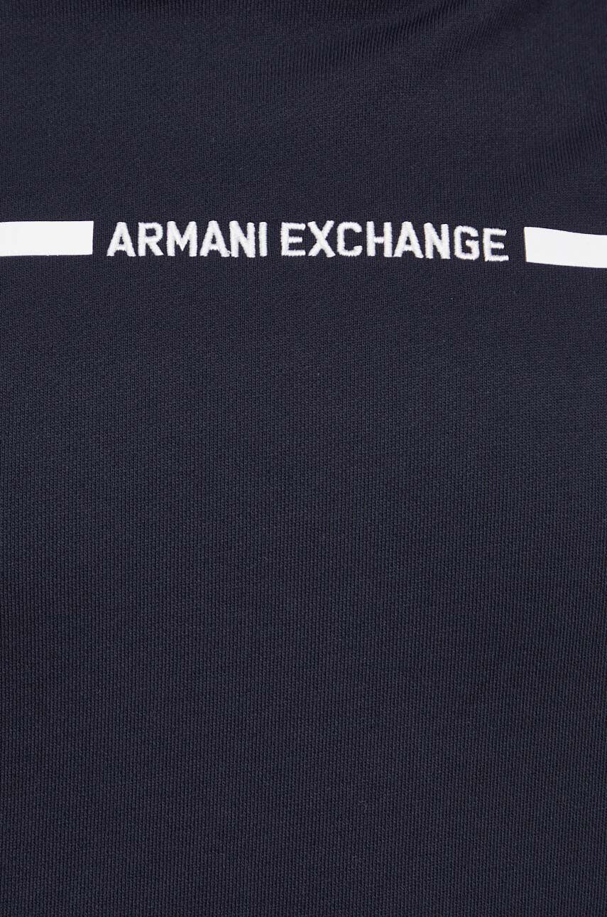 Armani Exchange Bavlnená mikina pánska tmavomodrá farba s kapucňou vzorovaná - Pepit.sk