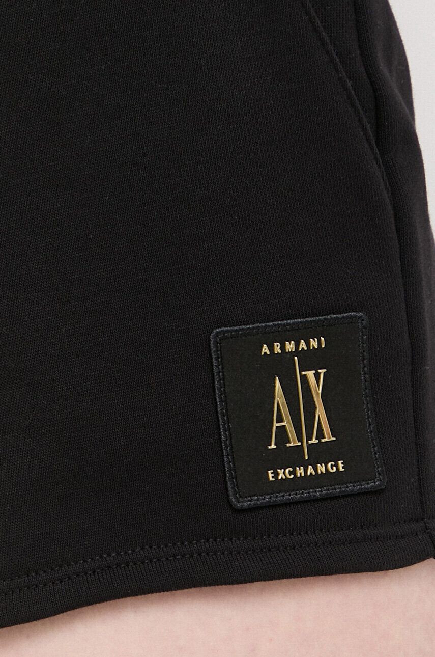 Armani Exchange Bavlnené šortky čierna farba s nášivkou stredne vysoký pás - Pepit.sk