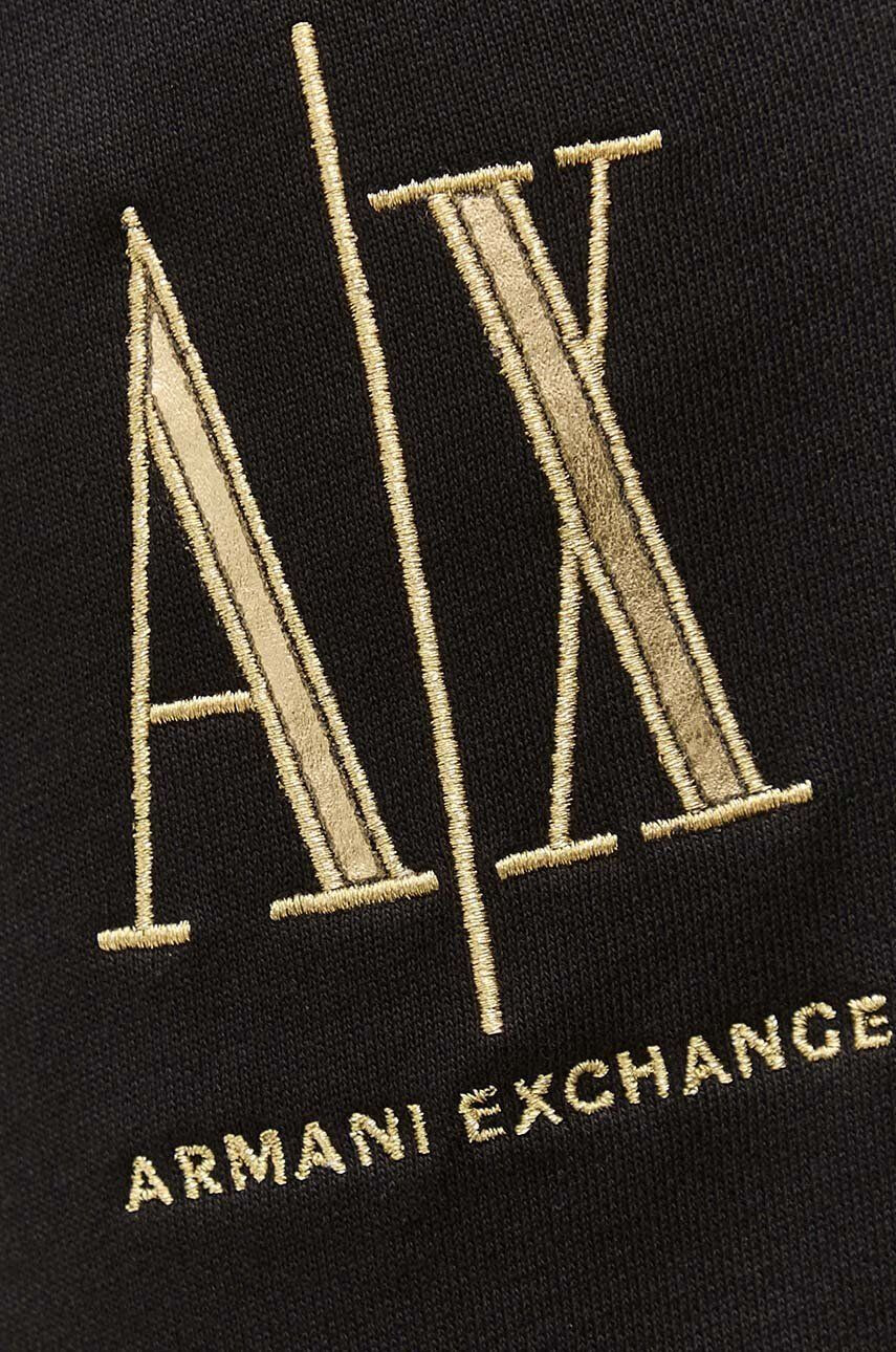 Armani Exchange Bavlnené tepláky dámske čierna farba s nášivkou - Pepit.sk