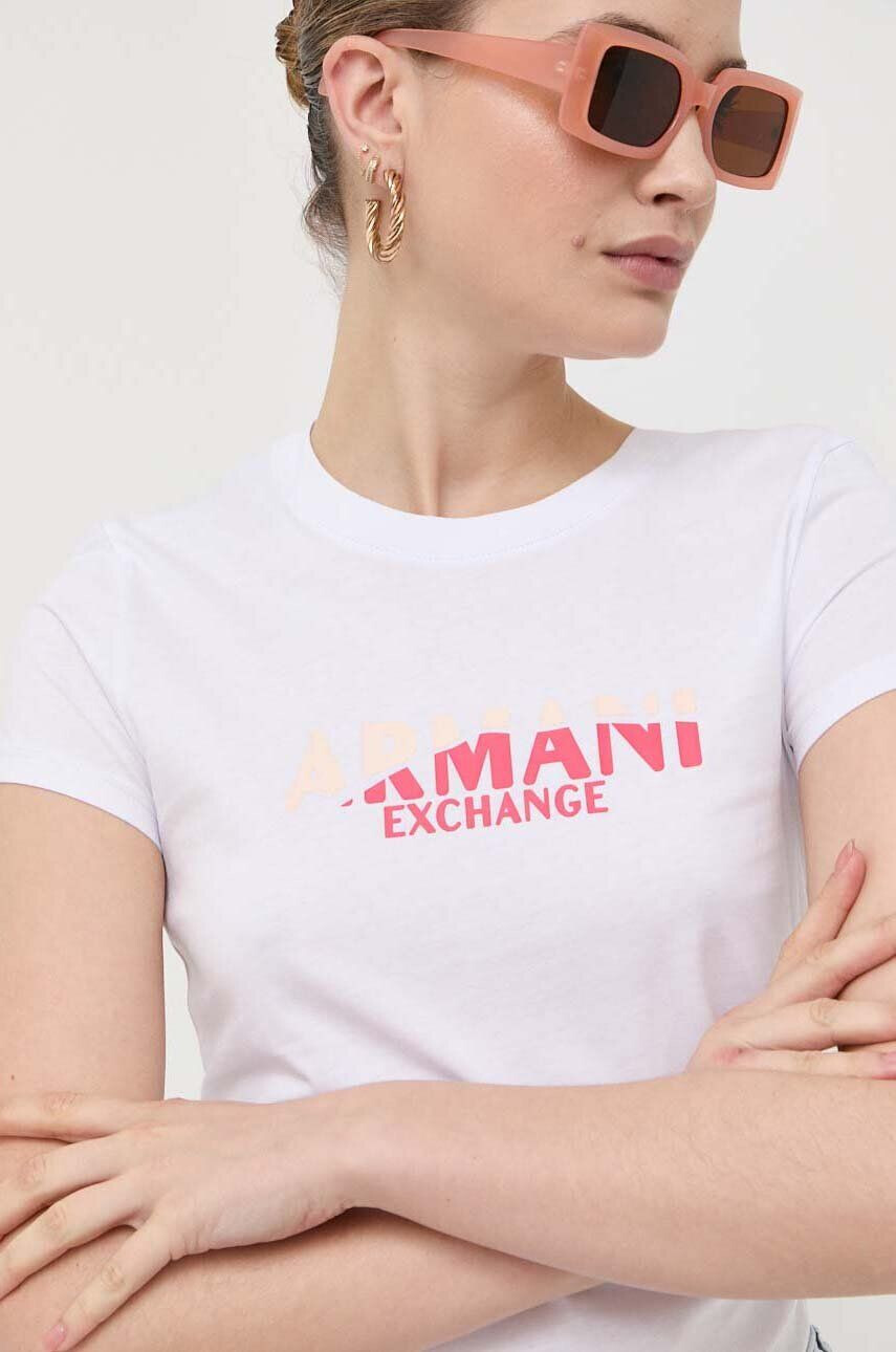 Armani Exchange Bavlnené tričko biela farba - Pepit.sk