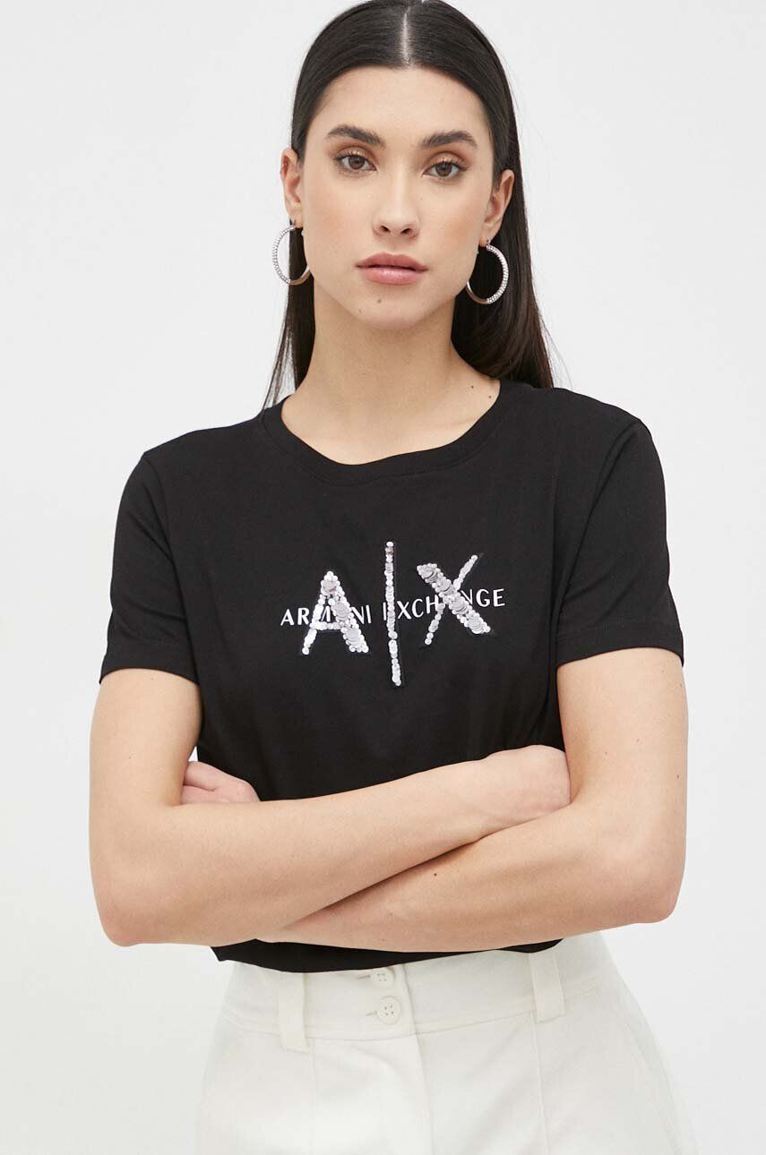 Armani Exchange Bavlnené tričko biela farba - Pepit.sk