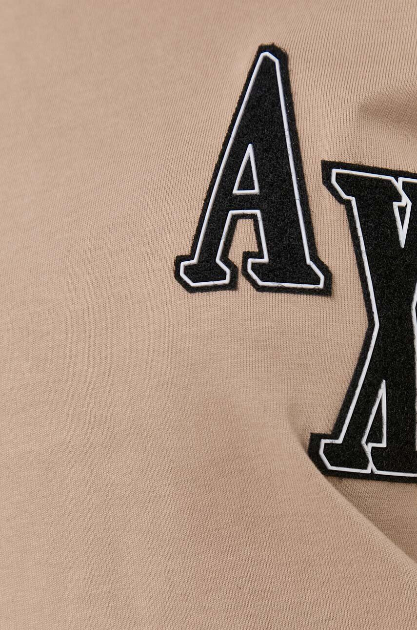 Armani Exchange Bavlnené tričko béžová farba - Pepit.sk