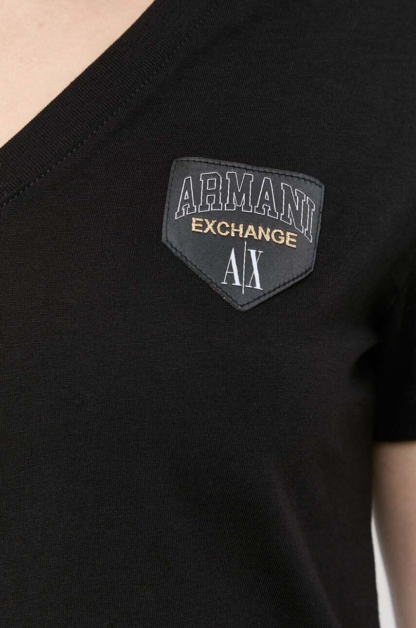 Armani Exchange Bavlnené tričko čierna farba - Pepit.sk