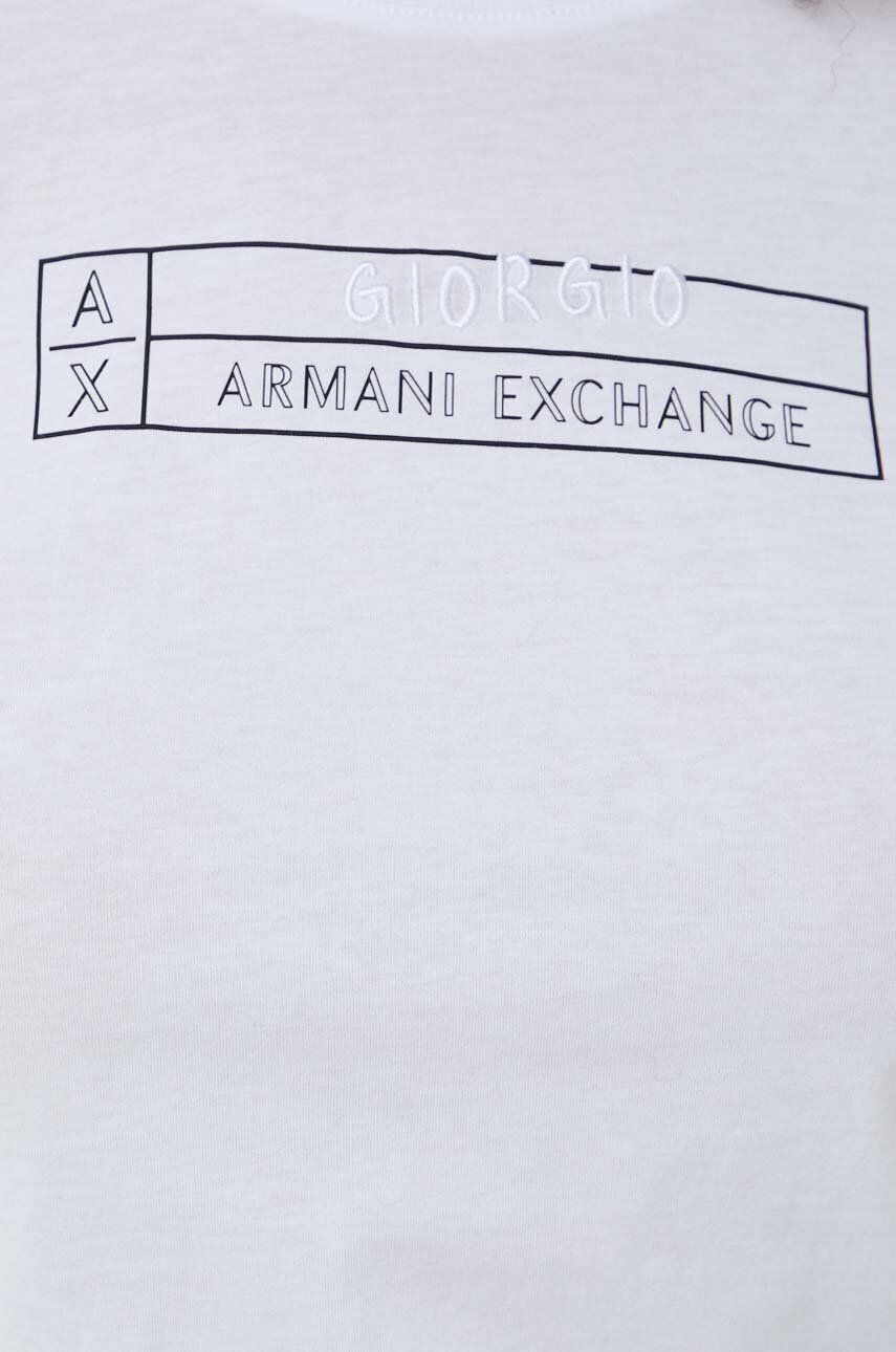 Armani Exchange Bavlnené tričko dámsky biela farba - Pepit.sk