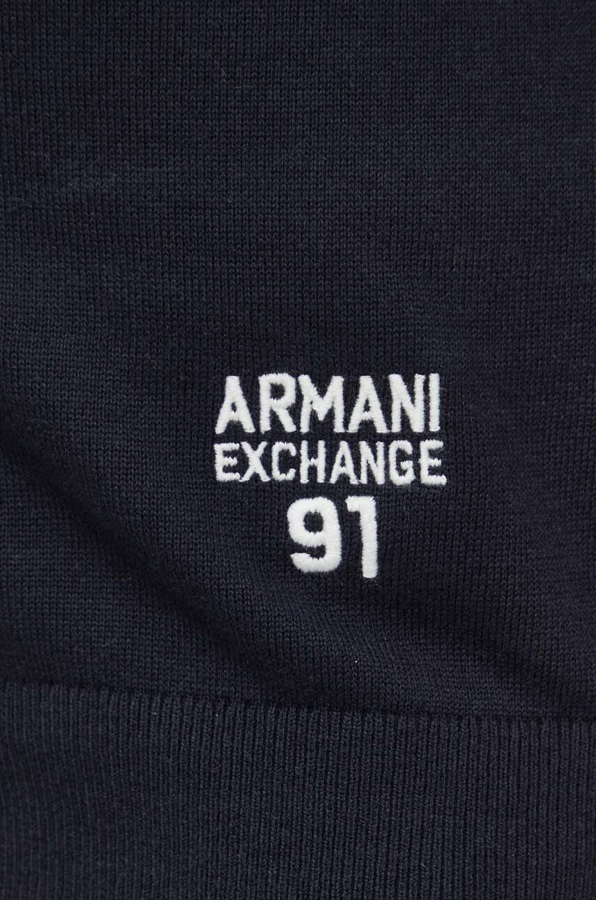 Armani Exchange Bavlnený sveter tmavomodrá farba tenký - Pepit.sk