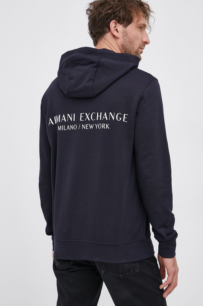 Armani Exchange Mikina pánska tmavomodrá farba s potlačou - Pepit.sk