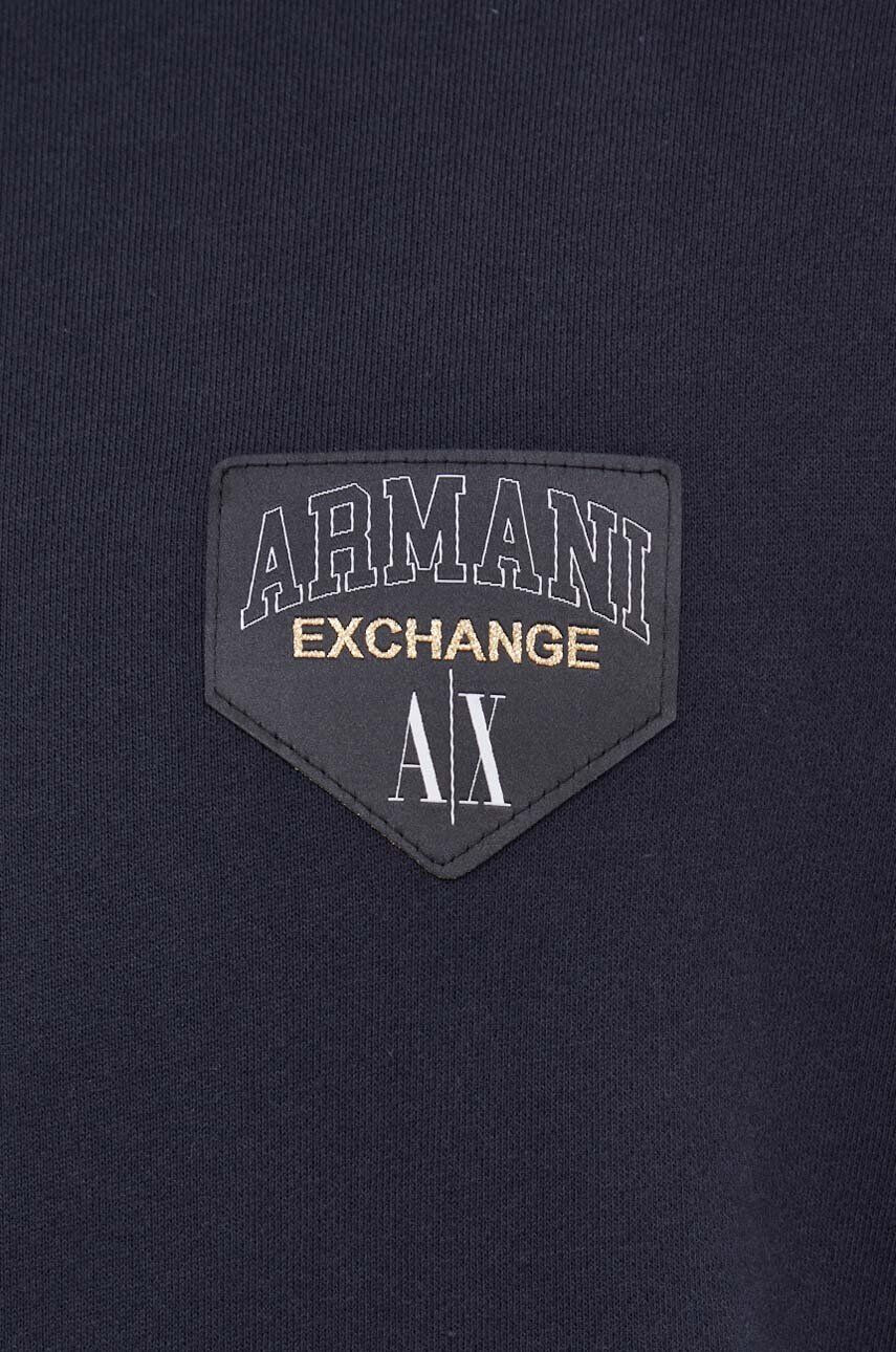 Armani Exchange Mikina pánska tmavomodrá farba s nášivkou - Pepit.sk