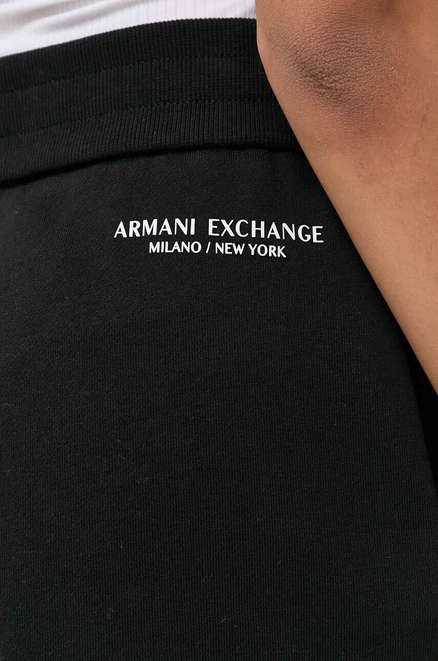 Armani Exchange Šortky dámske čierna farba jednofarebné vysoký pás - Pepit.sk