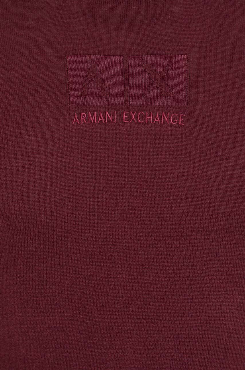 Armani Exchange Sveter s prímesou hodvábu bordová farba tenký - Pepit.sk