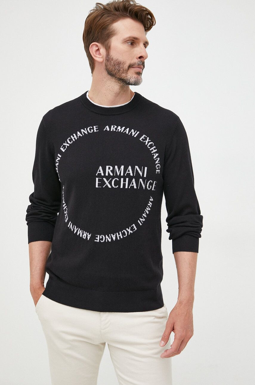 Armani Exchange Sveter s prímesou kašmíru tmavomodrá farba tenký - Pepit.sk