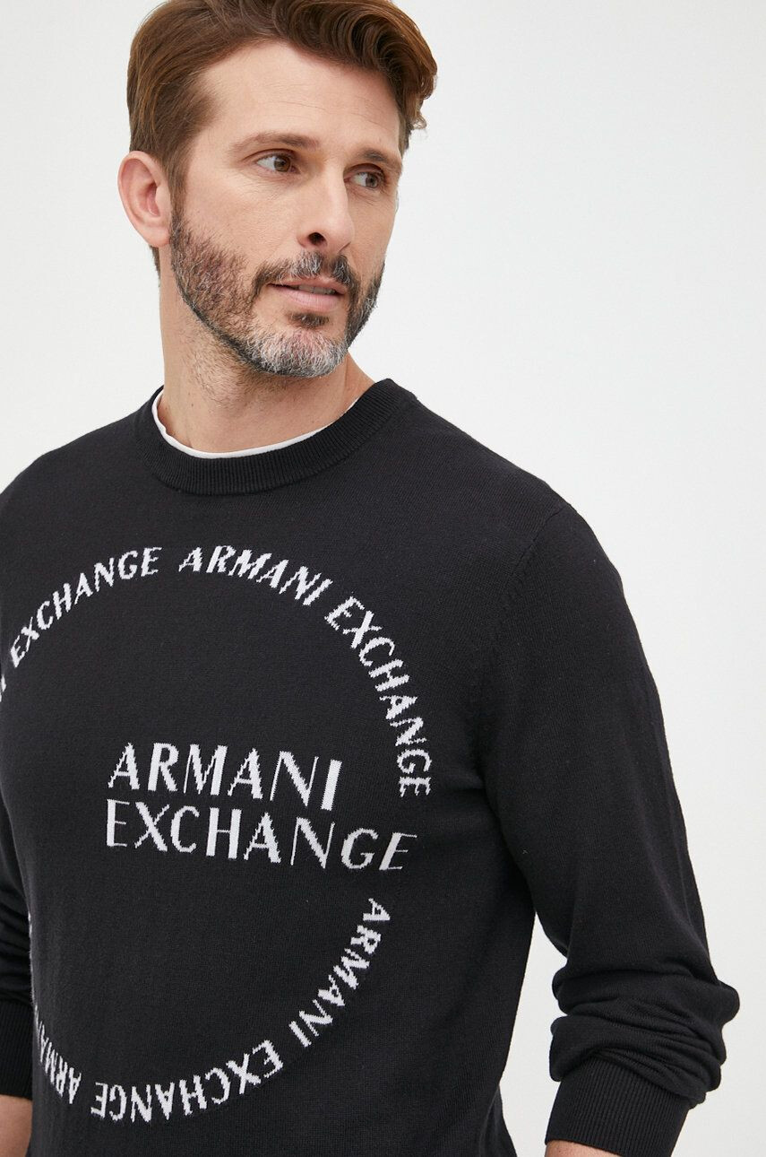 Armani Exchange Sveter s prímesou kašmíru tmavomodrá farba tenký - Pepit.sk