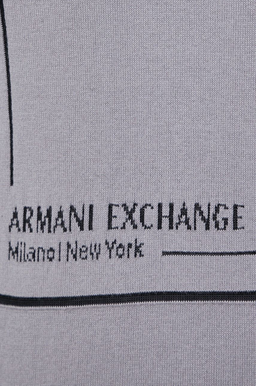 Armani Exchange Sveter s prímesou kašmíru pánsky šedá farba tenký - Pepit.sk