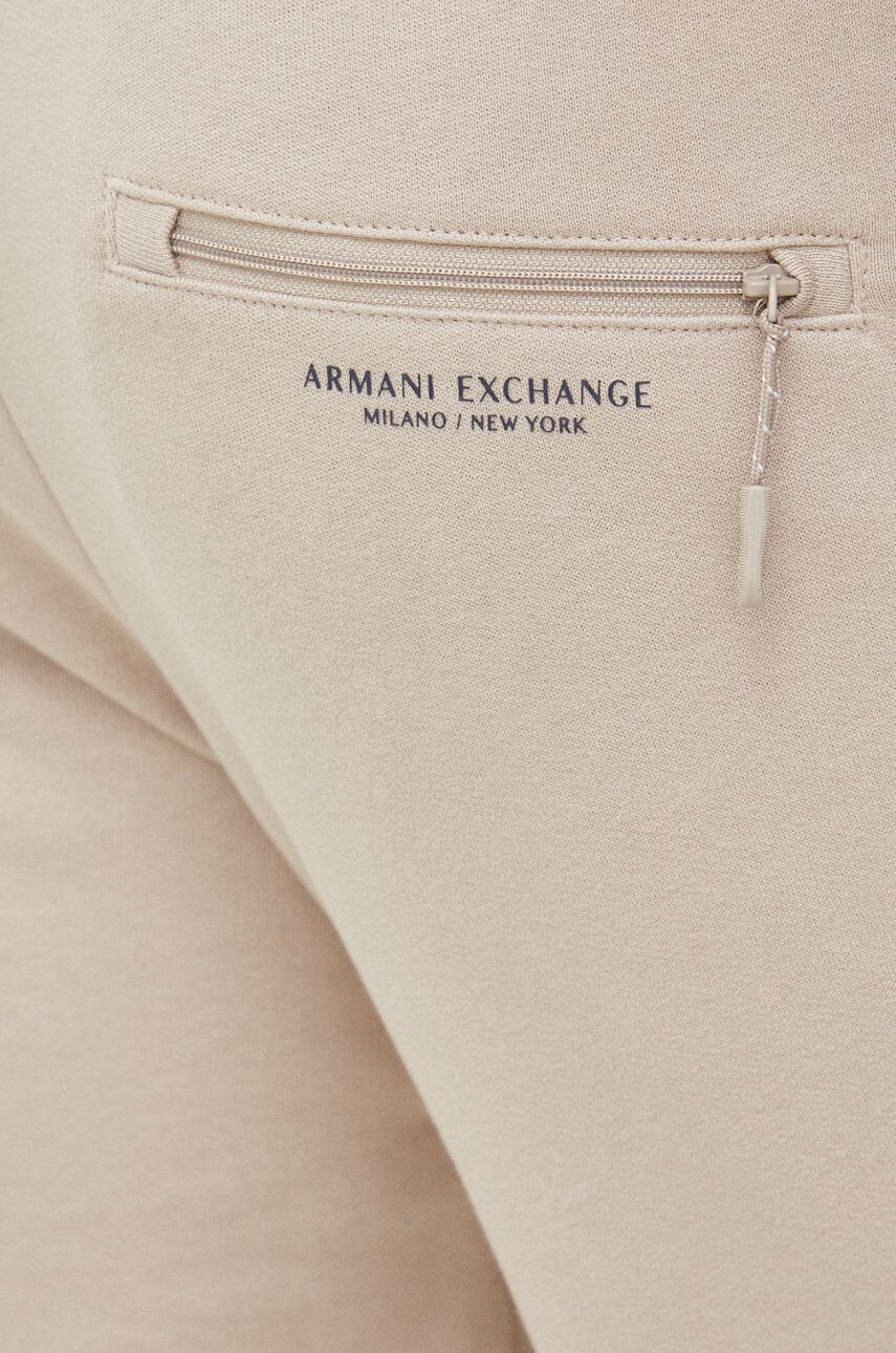 Armani Exchange Tepláky pánske béžová farba jednofarebné - Pepit.sk