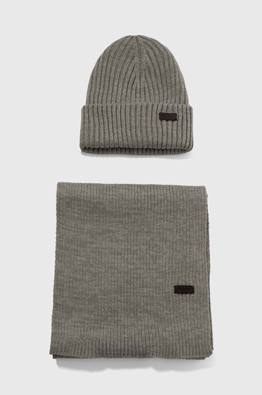 Barbour Súprava Crimdon Beanie & Scarf Gift Set šedá farba MGS0019 - Pepit.sk