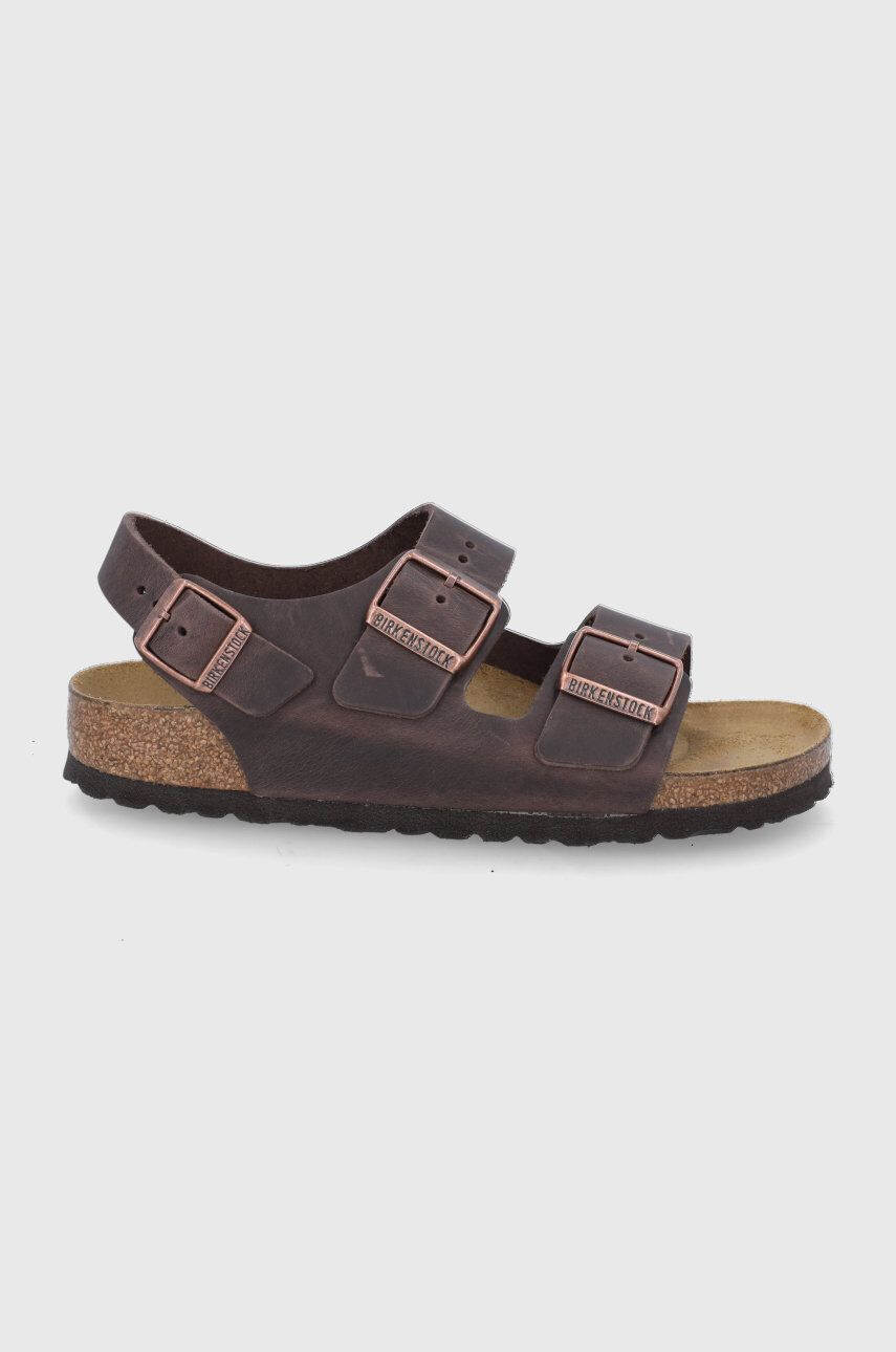 Birkenstock Kožené sandále Milano dámske hnedá farba - Pepit.sk