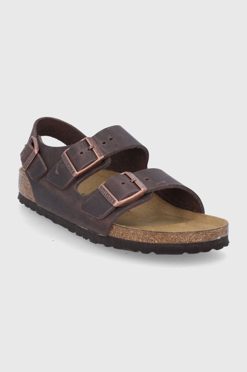 Birkenstock Kožené sandále Milano dámske hnedá farba - Pepit.sk