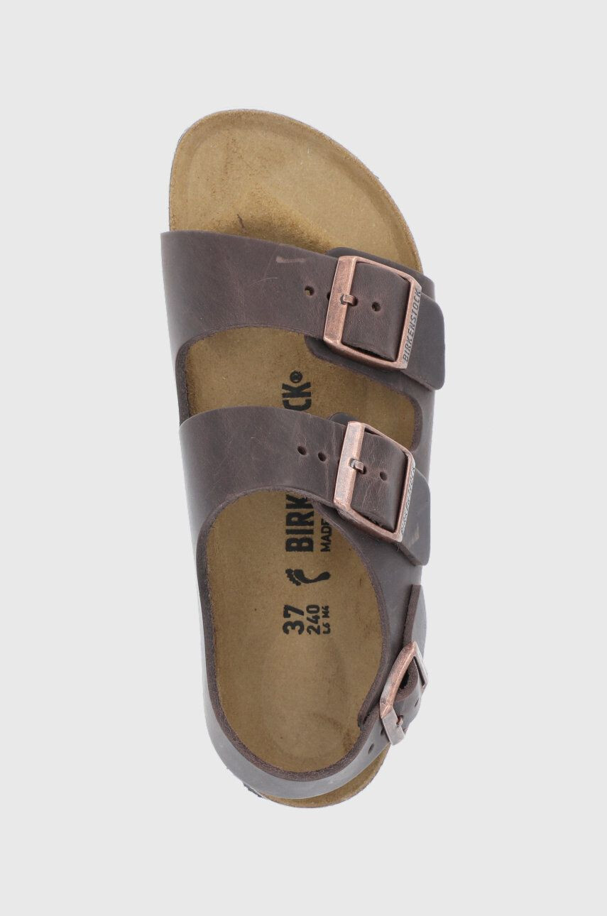 Birkenstock Kožené sandále Milano dámske hnedá farba - Pepit.sk