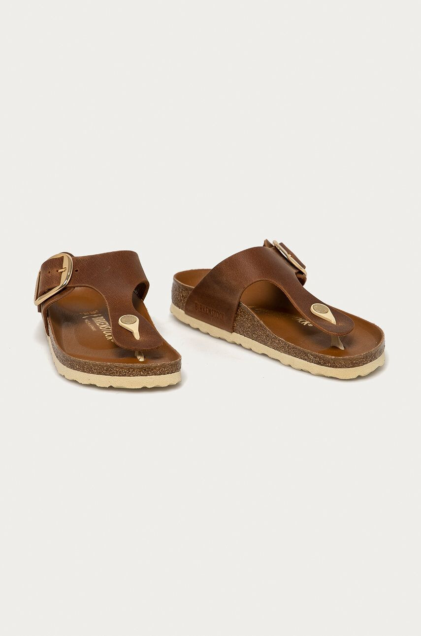 Birkenstock Kožené žabky 1018785-Cognac dámske hnedá farba na plochom podpätku - Pepit.sk