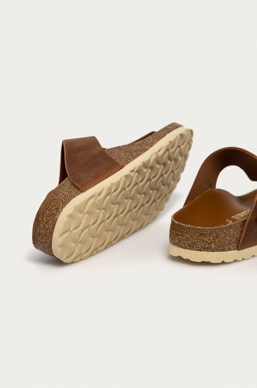 Birkenstock Kožené žabky 1018785-Cognac dámske hnedá farba na plochom podpätku - Pepit.sk