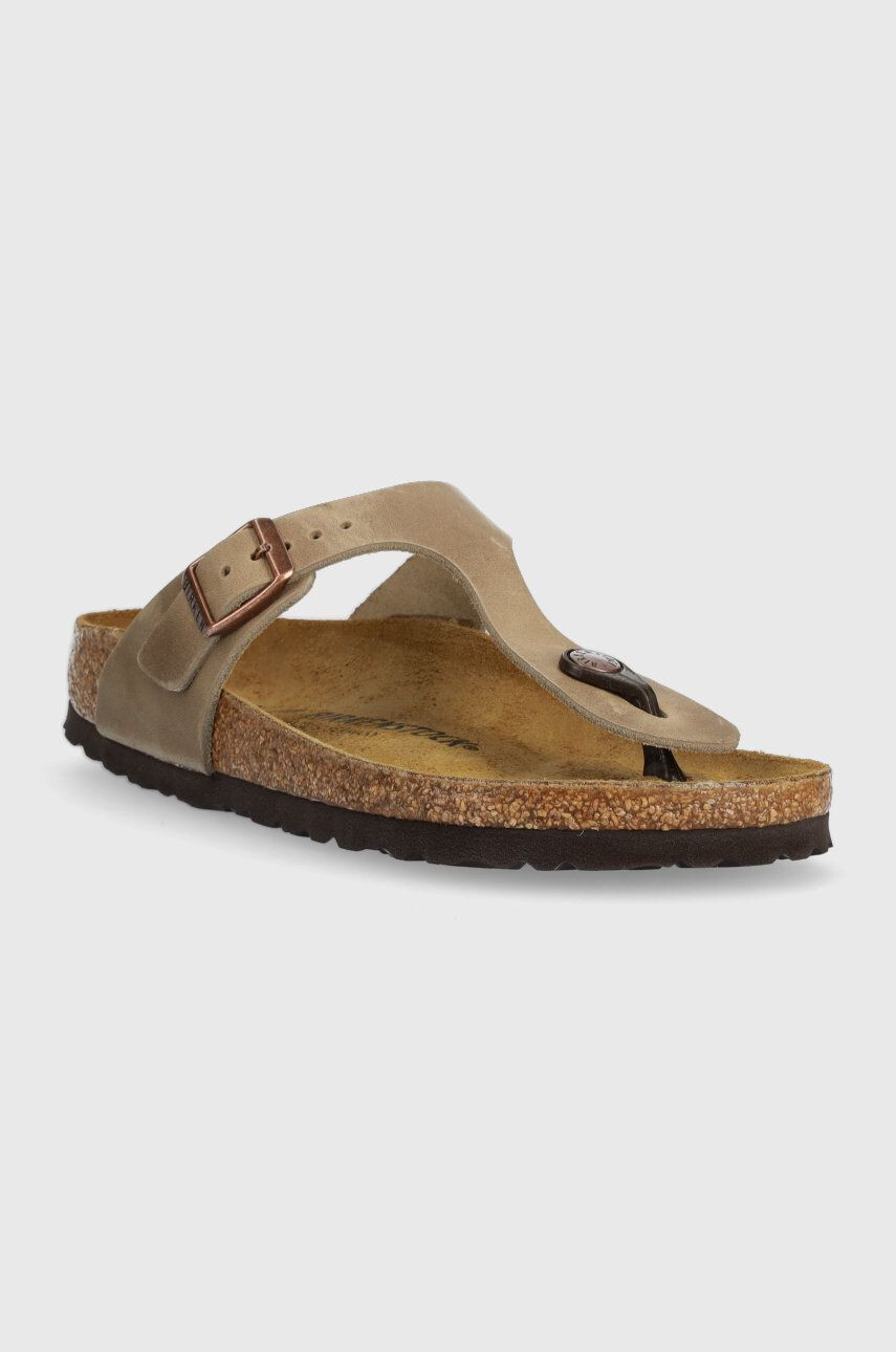 Birkenstock Kožené žabky Gizeh Big Buckle dámske šedá farba na plochom podpätku 1022179 - Pepit.sk