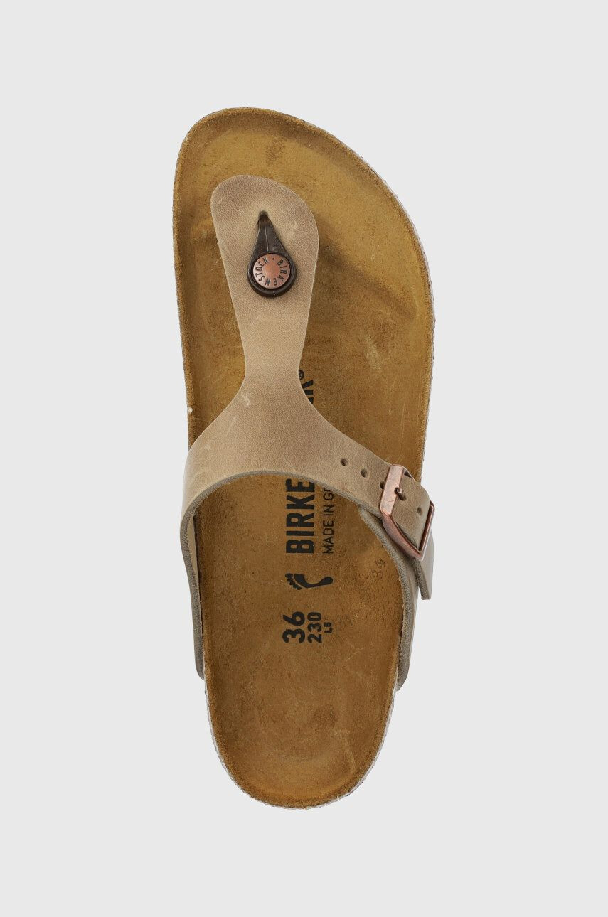 Birkenstock Kožené žabky Gizeh Big Buckle dámske šedá farba na plochom podpätku 1022179 - Pepit.sk