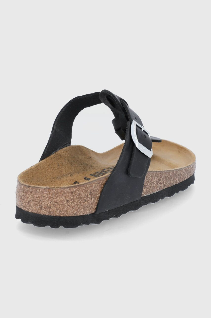 Birkenstock Kožené žabky Gizeh Braided dámske čierna farba na plochom podpätku - Pepit.sk