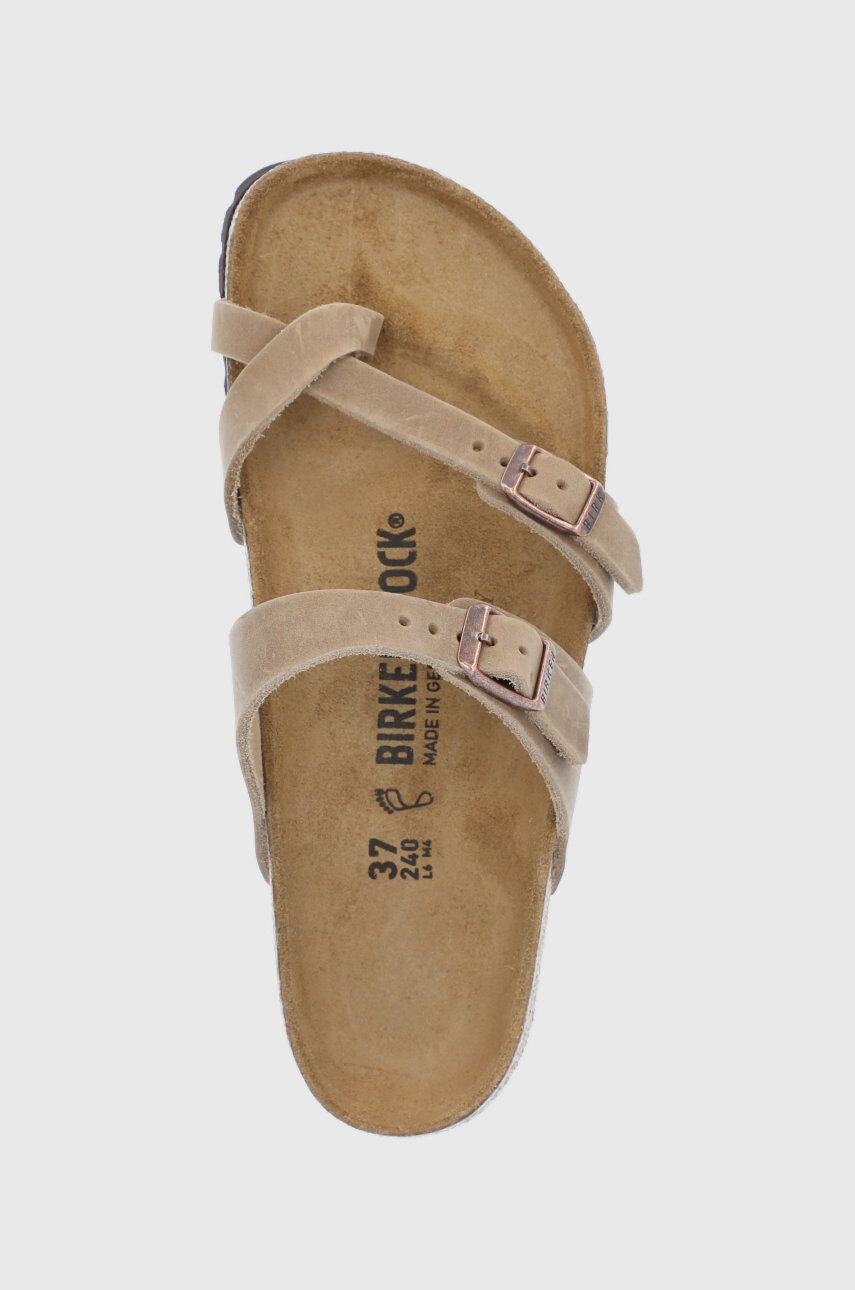 Birkenstock Kožené žabky Mayari 1011433-tab.brwn dámske béžová farba na plochom podpätku - Pepit.sk