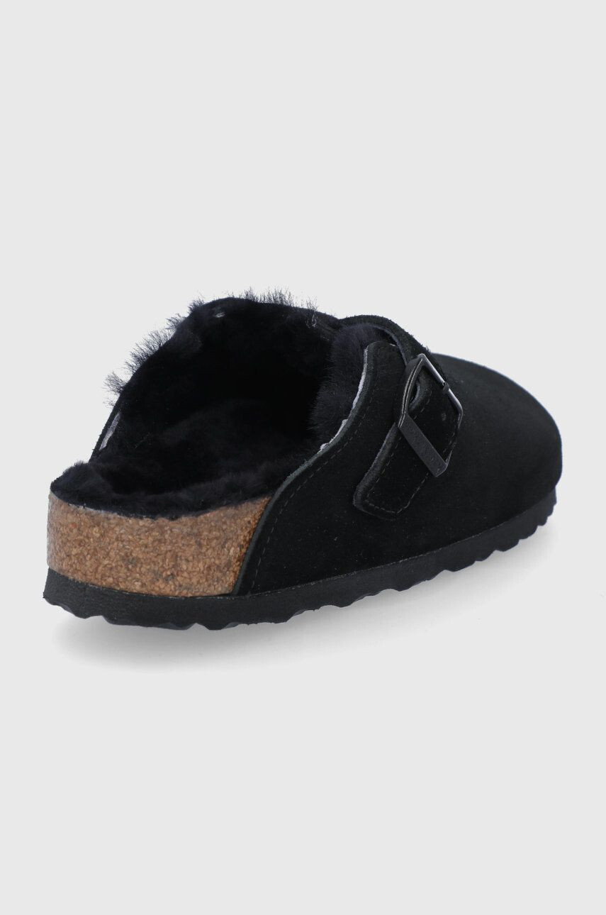 Birkenstock Semišové papuče Boston čierna farba - Pepit.sk