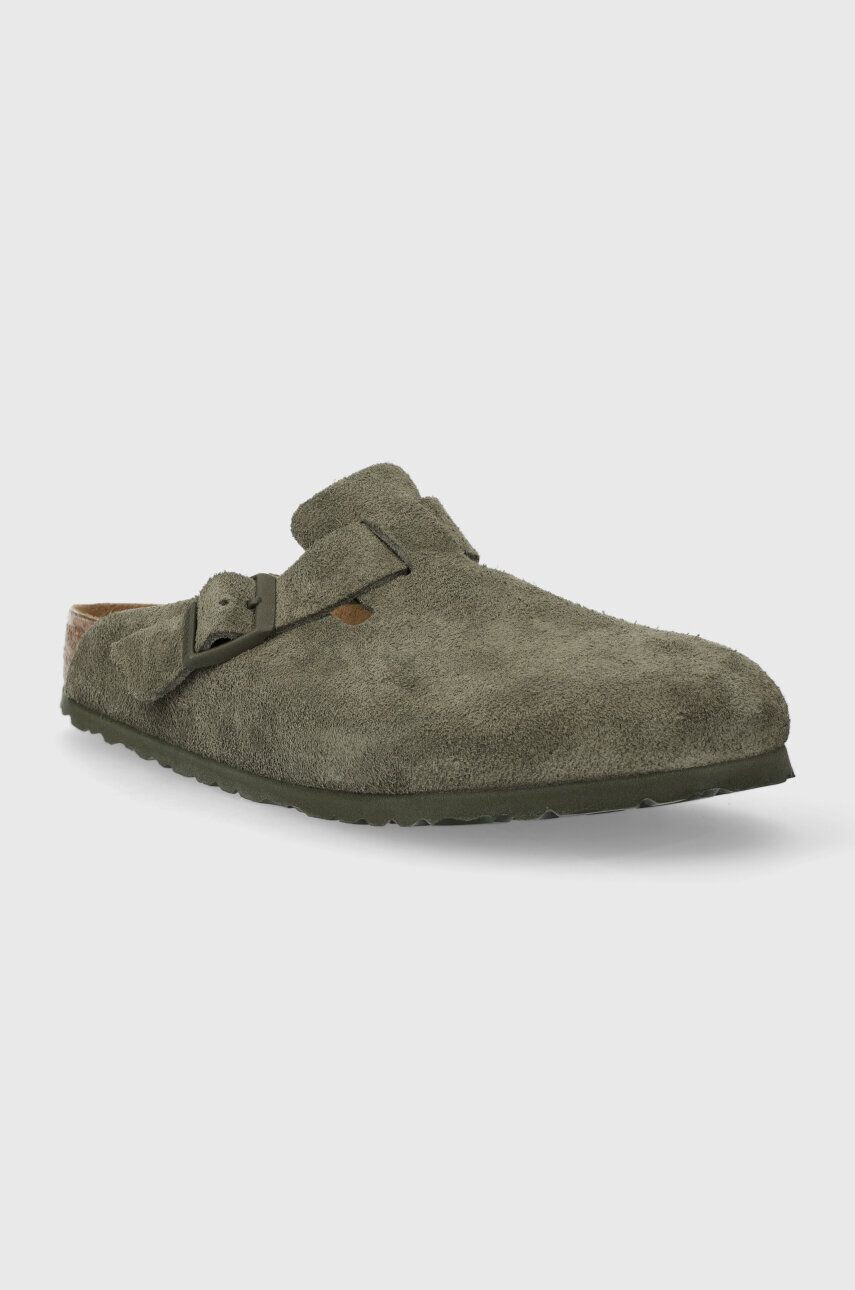 Birkenstock Semišové šľapky pánske zelená farba - Pepit.sk