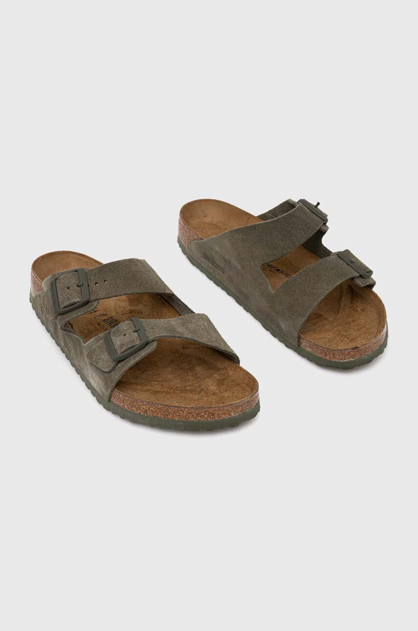 Birkenstock Semišové šľapky Arizona pánske zelená farba 1025657 - Pepit.sk